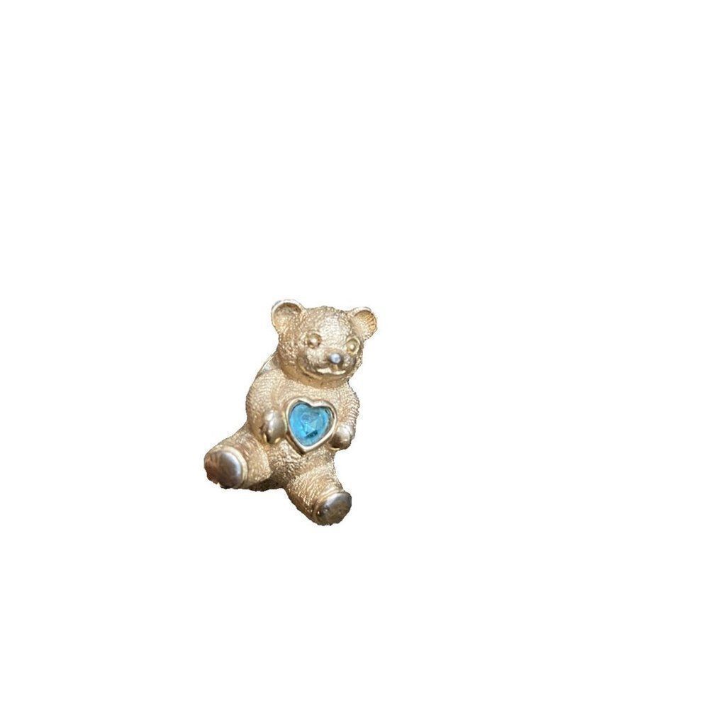 Vintage Avon Pin Brooch Teddy Bear Gold Tone Rhinestone 0.75 Inches